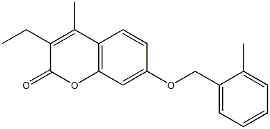 3-ethyl-4-methyl-7-[(2-methylphenyl)methoxy]chromen-2-one,,结构式