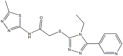 2-[(4-ethyl-5-pyridin-3-yl-1,2,4-triazol-3-yl)sulfanyl]-N-(5-methyl-1,3,4-thiadiazol-2-yl)acetamide,,结构式