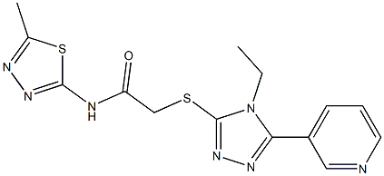 2-[(4-ethyl-5-pyridin-3-yl-1,2,4-triazol-3-yl)sulfanyl]-N-(5-methyl-1,3,4-thiadiazol-2-yl)acetamide 化学構造式