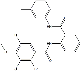 2-bromo-3,4,5-trimethoxy-N-[2-[(3-methylphenyl)carbamoyl]phenyl]benzamide,,结构式