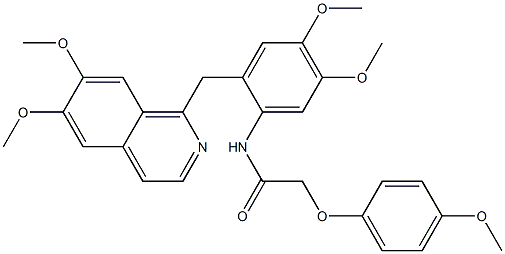 N-[2-[(6,7-dimethoxyisoquinolin-1-yl)methyl]-4,5-dimethoxyphenyl]-2-(4-methoxyphenoxy)acetamide Struktur