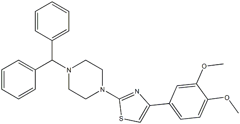 2-(4-benzhydrylpiperazin-1-yl)-4-(3,4-dimethoxyphenyl)-1,3-thiazole Struktur