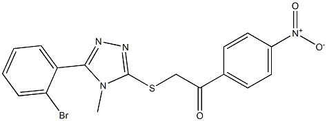 2-[[5-(2-bromophenyl)-4-methyl-1,2,4-triazol-3-yl]sulfanyl]-1-(4-nitrophenyl)ethanone Struktur