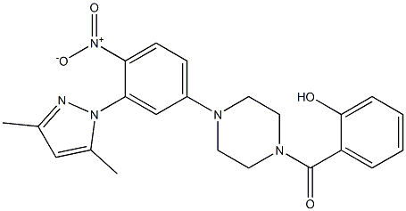 [4-[3-(3,5-dimethylpyrazol-1-yl)-4-nitrophenyl]piperazin-1-yl]-(2-hydroxyphenyl)methanone Struktur