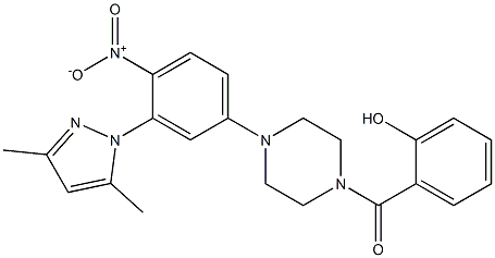 [4-[3-(3,5-dimethylpyrazol-1-yl)-4-nitrophenyl]piperazin-1-yl]-(2-hydroxyphenyl)methanone Structure