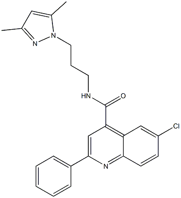 6-chloro-N-[3-(3,5-dimethylpyrazol-1-yl)propyl]-2-phenylquinoline-4-carboxamide Structure