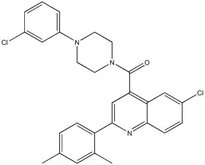 [6-chloro-2-(2,4-dimethylphenyl)quinolin-4-yl]-[4-(3-chlorophenyl)piperazin-1-yl]methanone Struktur