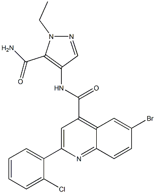 6-bromo-N-(5-carbamoyl-1-ethylpyrazol-4-yl)-2-(2-chlorophenyl)quinoline-4-carboxamide Struktur