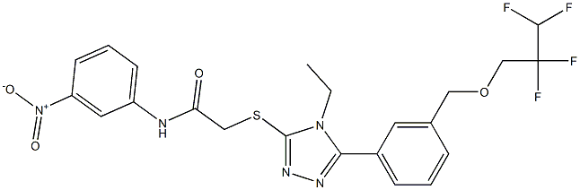 2-[[4-ethyl-5-[3-(2,2,3,3-tetrafluoropropoxymethyl)phenyl]-1,2,4-triazol-3-yl]sulfanyl]-N-(3-nitrophenyl)acetamide 结构式