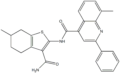 N-(3-carbamoyl-6-methyl-4,5,6,7-tetrahydro-1-benzothiophen-2-yl)-8-methyl-2-phenylquinoline-4-carboxamide Structure