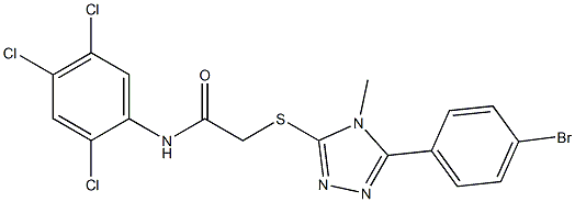 2-[[5-(4-bromophenyl)-4-methyl-1,2,4-triazol-3-yl]sulfanyl]-N-(2,4,5-trichlorophenyl)acetamide,,结构式