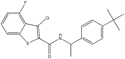 N-[1-(4-tert-butylphenyl)ethyl]-3-chloro-4-fluoro-1-benzothiophene-2-carboxamide 结构式