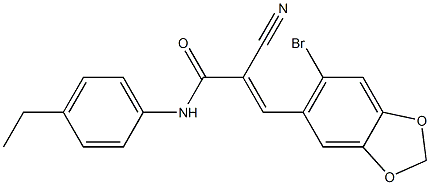 (E)-3-(6-bromo-1,3-benzodioxol-5-yl)-2-cyano-N-(4-ethylphenyl)prop-2-enamide Structure