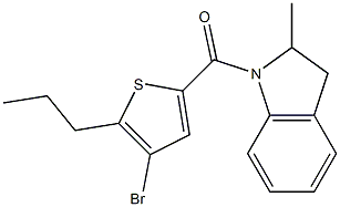 (4-bromo-5-propylthiophen-2-yl)-(2-methyl-2,3-dihydroindol-1-yl)methanone 化学構造式