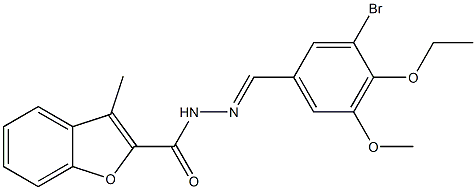 N-[(E)-(3-bromo-4-ethoxy-5-methoxyphenyl)methylideneamino]-3-methyl-1-benzofuran-2-carboxamide,,结构式