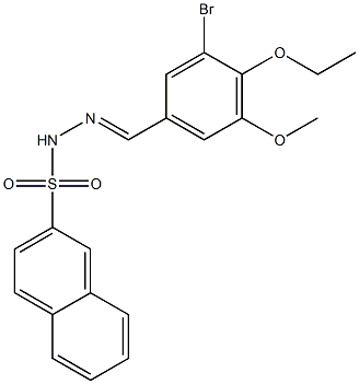 N-[(E)-(3-bromo-4-ethoxy-5-methoxyphenyl)methylideneamino]naphthalene-2-sulfonamide,,结构式