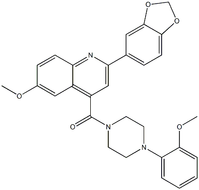 [2-(1,3-benzodioxol-5-yl)-6-methoxyquinolin-4-yl]-[4-(2-methoxyphenyl)piperazin-1-yl]methanone Structure