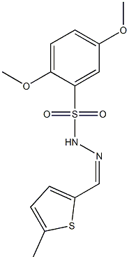 2,5-dimethoxy-N-[(Z)-(5-methylthiophen-2-yl)methylideneamino]benzenesulfonamide,,结构式