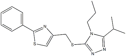 2-phenyl-4-[(5-propan-2-yl-4-propyl-1,2,4-triazol-3-yl)sulfanylmethyl]-1,3-thiazole 化学構造式