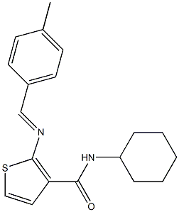 N-cyclohexyl-2-[(E)-(4-methylphenyl)methylideneamino]thiophene-3-carboxamide Struktur
