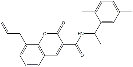 N-[1-(2,5-dimethylphenyl)ethyl]-2-oxo-8-prop-2-enylchromene-3-carboxamide,,结构式