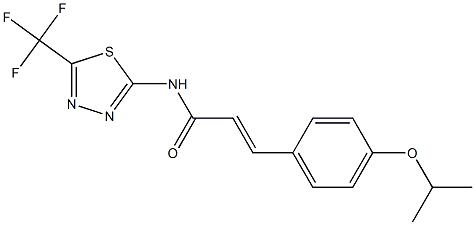 (E)-3-(4-propan-2-yloxyphenyl)-N-[5-(trifluoromethyl)-1,3,4-thiadiazol-2-yl]prop-2-enamide 化学構造式