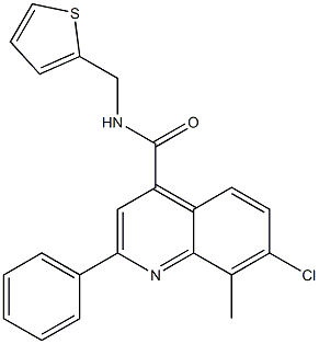 7-chloro-8-methyl-2-phenyl-N-(thiophen-2-ylmethyl)quinoline-4-carboxamide 化学構造式