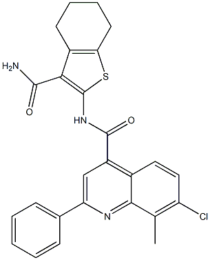 N-(3-carbamoyl-4,5,6,7-tetrahydro-1-benzothiophen-2-yl)-7-chloro-8-methyl-2-phenylquinoline-4-carboxamide Structure