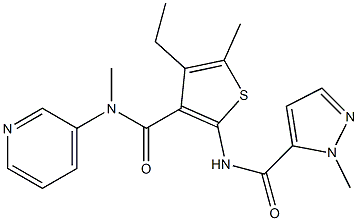 N-[4-ethyl-5-methyl-3-(pyridin-3-ylmethylcarbamoyl)thiophen-2-yl]-2-methylpyrazole-3-carboxamide Structure