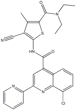 8-chloro-N-[3-cyano-5-(diethylcarbamoyl)-4-methylthiophen-2-yl]-2-pyridin-2-ylquinoline-4-carboxamide Structure