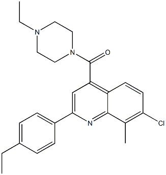 [7-chloro-2-(4-ethylphenyl)-8-methylquinolin-4-yl]-(4-ethylpiperazin-1-yl)methanone,,结构式