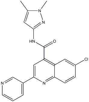 6-chloro-N-(1,5-dimethylpyrazol-3-yl)-2-pyridin-3-ylquinoline-4-carboxamide Structure