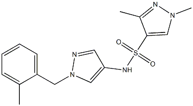 1,3-dimethyl-N-[1-[(2-methylphenyl)methyl]pyrazol-4-yl]pyrazole-4-sulfonamide 结构式