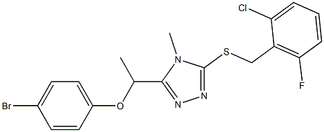 3-[1-(4-bromophenoxy)ethyl]-5-[(2-chloro-6-fluorophenyl)methylsulfanyl]-4-methyl-1,2,4-triazole Struktur