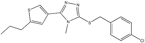 3-[(4-chlorophenyl)methylsulfanyl]-4-methyl-5-(5-propylthiophen-3-yl)-1,2,4-triazole 化学構造式