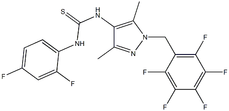 1-(2,4-difluorophenyl)-3-[3,5-dimethyl-1-[(2,3,4,5,6-pentafluorophenyl)methyl]pyrazol-4-yl]thiourea Structure