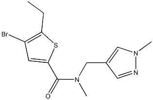 4-bromo-5-ethyl-N-methyl-N-[(1-methylpyrazol-4-yl)methyl]thiophene-2-carboxamide,,结构式