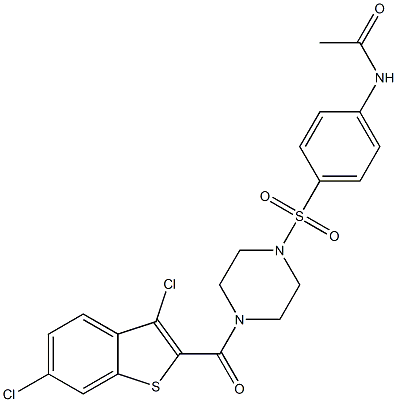 N-[4-[4-(3,6-dichloro-1-benzothiophene-2-carbonyl)piperazin-1-yl]sulfonylphenyl]acetamide Structure