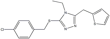 3-[(4-chlorophenyl)methylsulfanyl]-4-ethyl-5-(thiophen-2-ylmethyl)-1,2,4-triazole Struktur