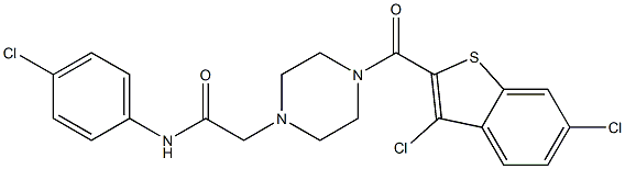 N-(4-chlorophenyl)-2-[4-(3,6-dichloro-1-benzothiophene-2-carbonyl)piperazin-1-yl]acetamide Structure