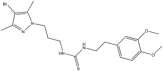 1-[3-(4-bromo-3,5-dimethylpyrazol-1-yl)propyl]-3-[2-(3,4-dimethoxyphenyl)ethyl]thiourea 化学構造式