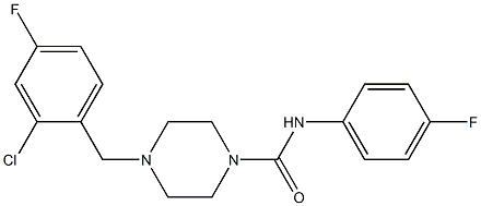 4-[(2-chloro-4-fluorophenyl)methyl]-N-(4-fluorophenyl)piperazine-1-carboxamide Struktur