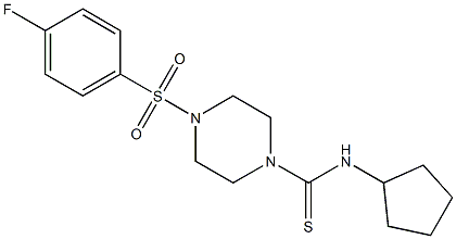 N-cyclopentyl-4-(4-fluorophenyl)sulfonylpiperazine-1-carbothioamide Struktur