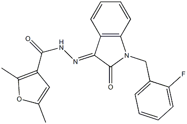 N-[(E)-[1-[(2-fluorophenyl)methyl]-2-oxoindol-3-ylidene]amino]-2,5-dimethylfuran-3-carboxamide Structure