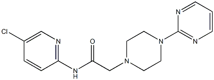 N-(5-chloropyridin-2-yl)-2-(4-pyrimidin-2-ylpiperazin-1-yl)acetamide 化学構造式