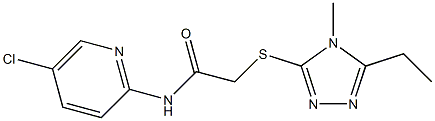N-(5-chloropyridin-2-yl)-2-[(5-ethyl-4-methyl-1,2,4-triazol-3-yl)sulfanyl]acetamide,,结构式