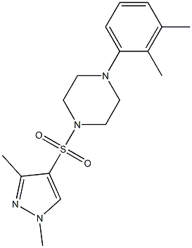 1-(2,3-dimethylphenyl)-4-(1,3-dimethylpyrazol-4-yl)sulfonylpiperazine Struktur