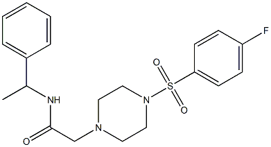 2-[4-(4-fluorophenyl)sulfonylpiperazin-1-yl]-N-(1-phenylethyl)acetamide Struktur