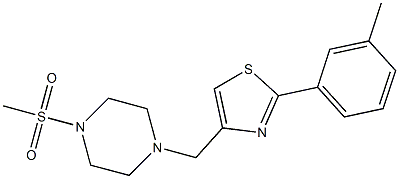 2-(3-methylphenyl)-4-[(4-methylsulfonylpiperazin-1-yl)methyl]-1,3-thiazole,,结构式