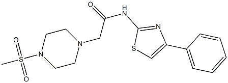 2-(4-methylsulfonylpiperazin-1-yl)-N-(4-phenyl-1,3-thiazol-2-yl)acetamide 结构式